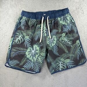Fair Harbor Shorts Mens XL Blue Green Hawaiian Tropical Lined Swim Trunks Board